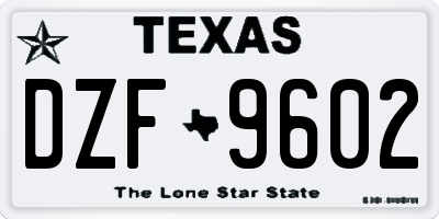 TX license plate DZF9602