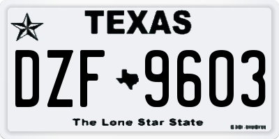 TX license plate DZF9603