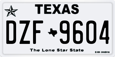 TX license plate DZF9604