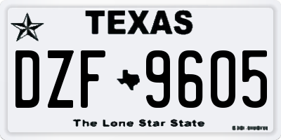 TX license plate DZF9605