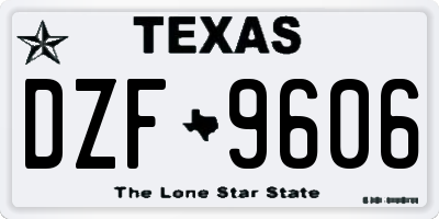 TX license plate DZF9606