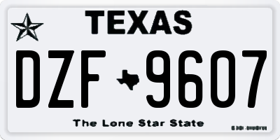 TX license plate DZF9607
