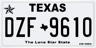 TX license plate DZF9610