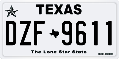 TX license plate DZF9611