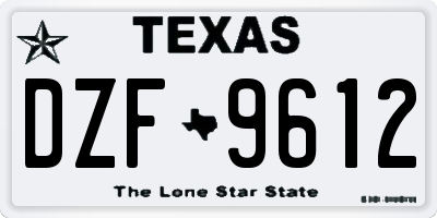TX license plate DZF9612