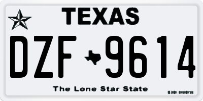 TX license plate DZF9614