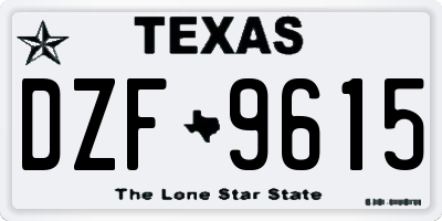 TX license plate DZF9615