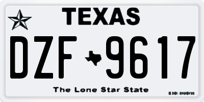 TX license plate DZF9617