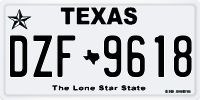 TX license plate DZF9618