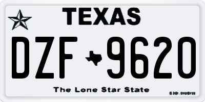TX license plate DZF9620