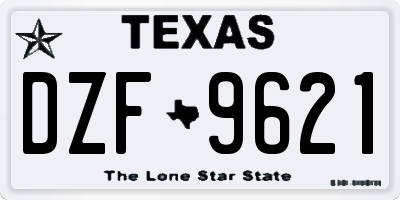 TX license plate DZF9621