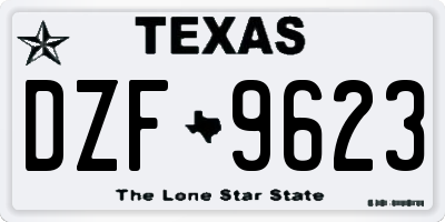 TX license plate DZF9623