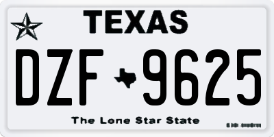 TX license plate DZF9625