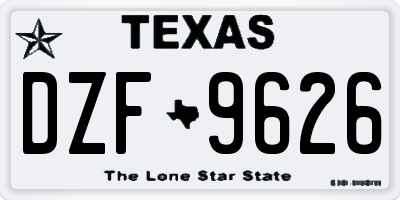 TX license plate DZF9626