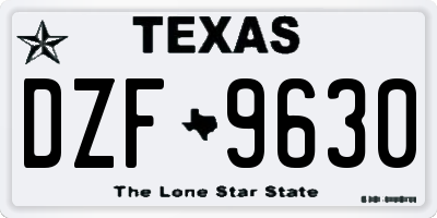 TX license plate DZF9630