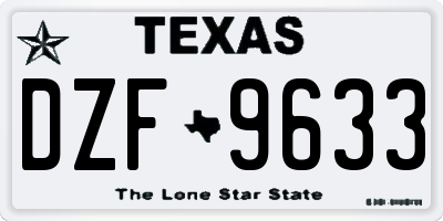 TX license plate DZF9633