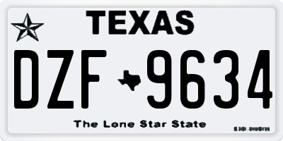 TX license plate DZF9634