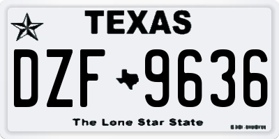 TX license plate DZF9636