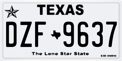 TX license plate DZF9637