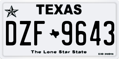 TX license plate DZF9643