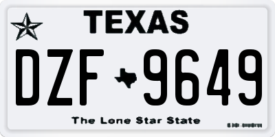 TX license plate DZF9649