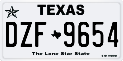 TX license plate DZF9654