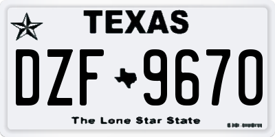 TX license plate DZF9670