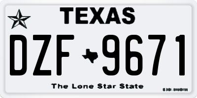 TX license plate DZF9671