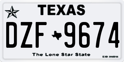TX license plate DZF9674