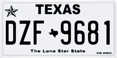 TX license plate DZF9681