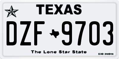 TX license plate DZF9703