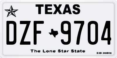 TX license plate DZF9704