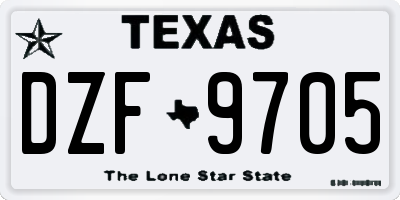 TX license plate DZF9705