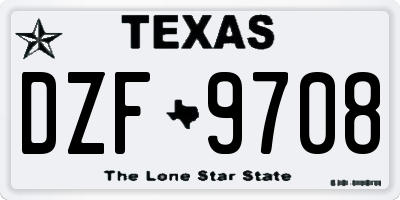 TX license plate DZF9708