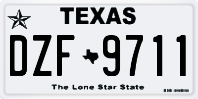 TX license plate DZF9711