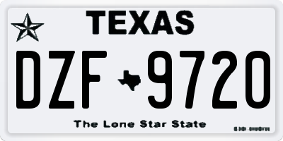TX license plate DZF9720