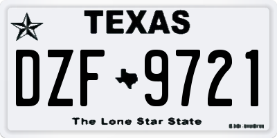 TX license plate DZF9721