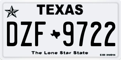 TX license plate DZF9722