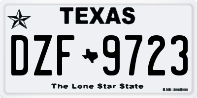 TX license plate DZF9723