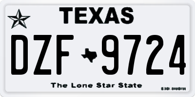 TX license plate DZF9724