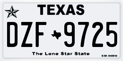 TX license plate DZF9725