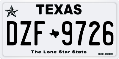 TX license plate DZF9726