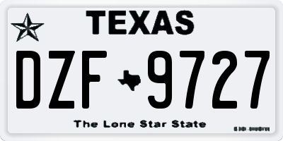 TX license plate DZF9727