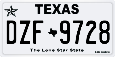 TX license plate DZF9728