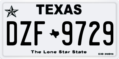 TX license plate DZF9729