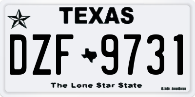 TX license plate DZF9731