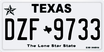 TX license plate DZF9733