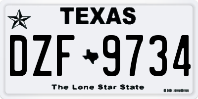 TX license plate DZF9734
