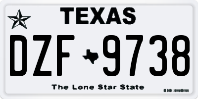 TX license plate DZF9738