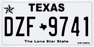 TX license plate DZF9741